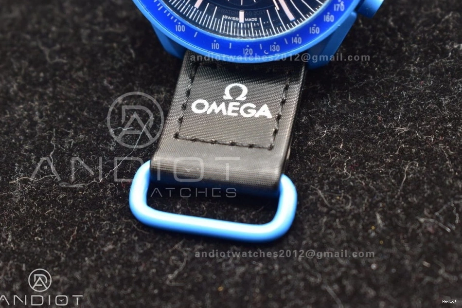 Swatch Neptune Omega on Quartz Moonwatch to Strap x Mission Nylon Bioceramic 0126